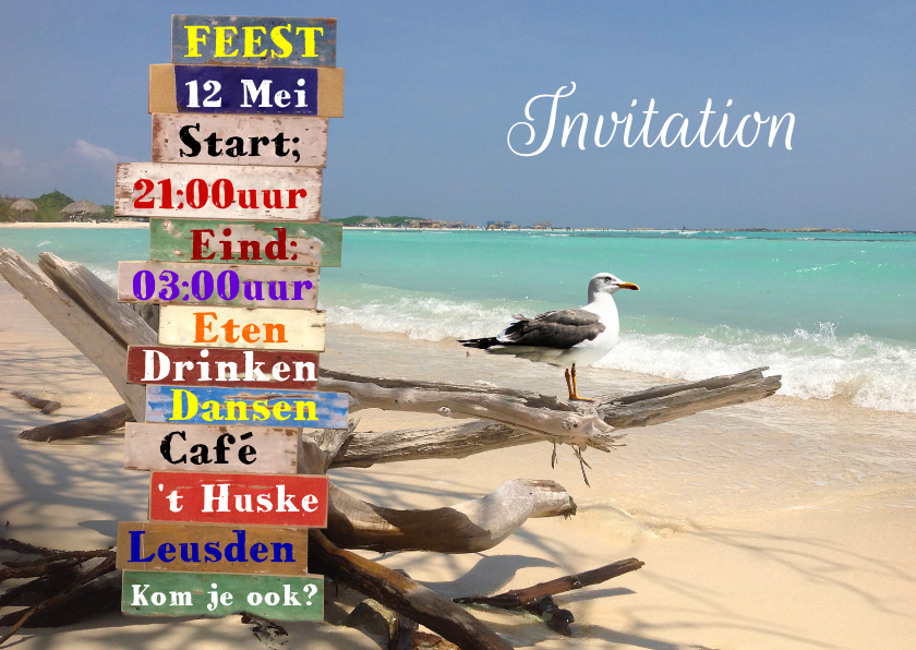 Bord feest zelf aanpassen b - Uitnodigingen Uitnodigingen - Bord feest zelf aanpassen b