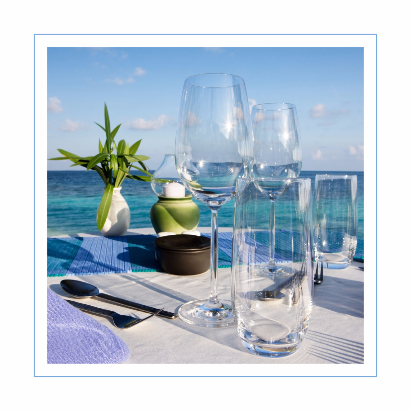 diner kaart azuur blauw - Uitnodigingen Uitnodigingen - diner kaart azuur blauw