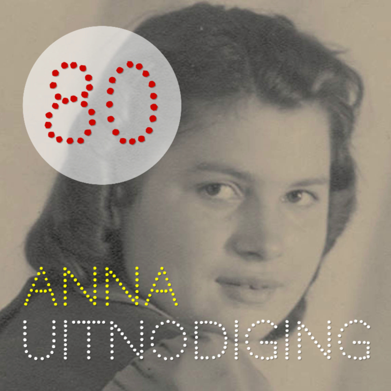 dots vierkant 80 jaar - Uitnodigingen Uitnodigingen - dots vierkant 80 jaar
