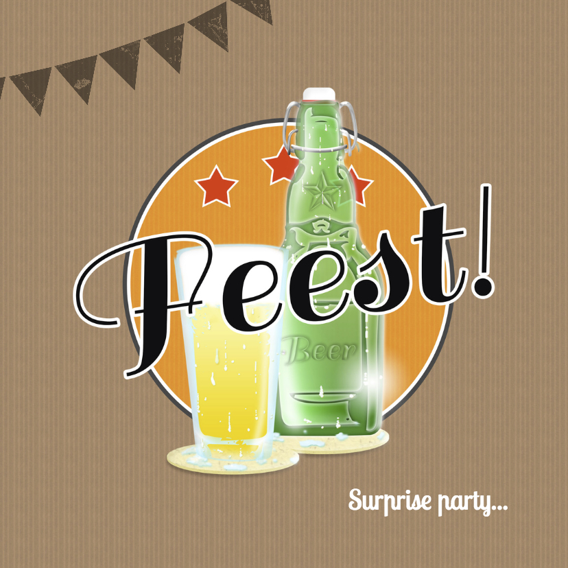 Feest bierglas en fles B - Uitnodigingen Uitnodigingen - Feest bierglas en fles B