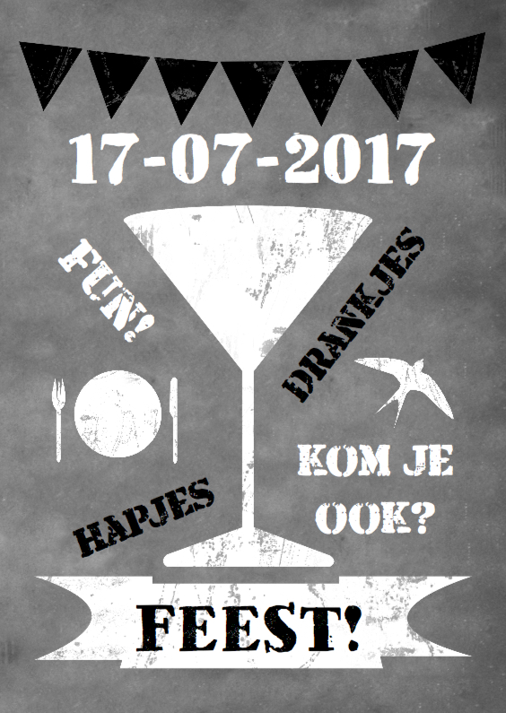 Feest krijtbord zelf aanpassen - Uitnodigingen Uitnodigingen - Feest krijtbord zelf aanpassen