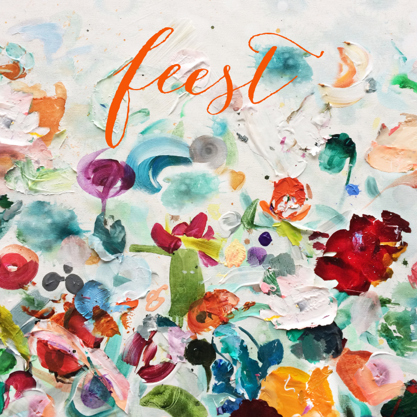 Feest Schilderij Bloemen - Uitnodigingen Uitnodigingen - Feest Schilderij Bloemen