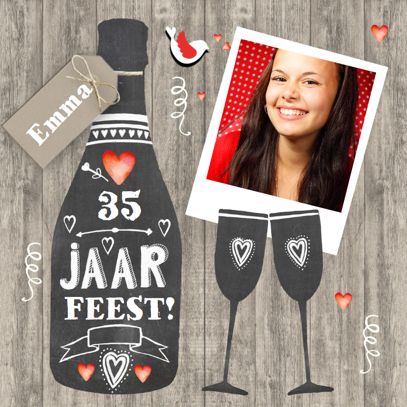 Feest verjaardag krijtbordfles - Uitnodigingen Uitnodigingen - Feest verjaardag krijtbordfles
