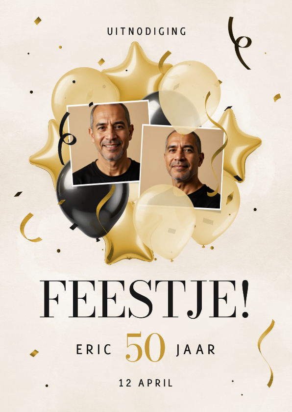 Feestelijke uitnodiging met sterren en ballonnen - Uitnodigingen Uitnodigingen - Feestelijke uitnodiging met sterren en ballonnen