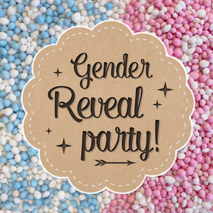 Uitnodigingen - Gender reveal party uitnodiging met roze en blauwe muisjes