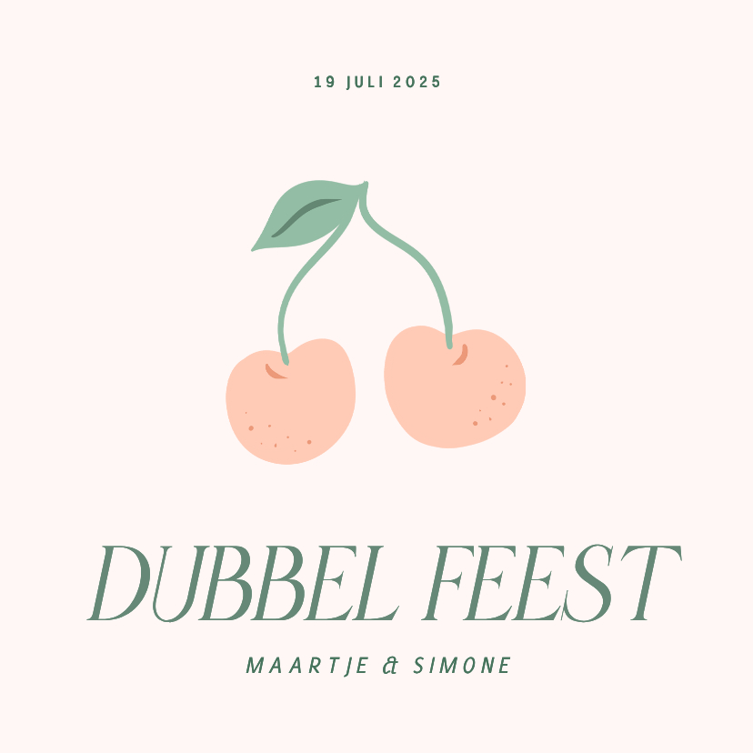 Grappige uitnodiging dubbel feest met kersje samen jarig - Uitnodigingen Uitnodigingen - Grappige uitnodiging dubbel feest met kersje samen jarig