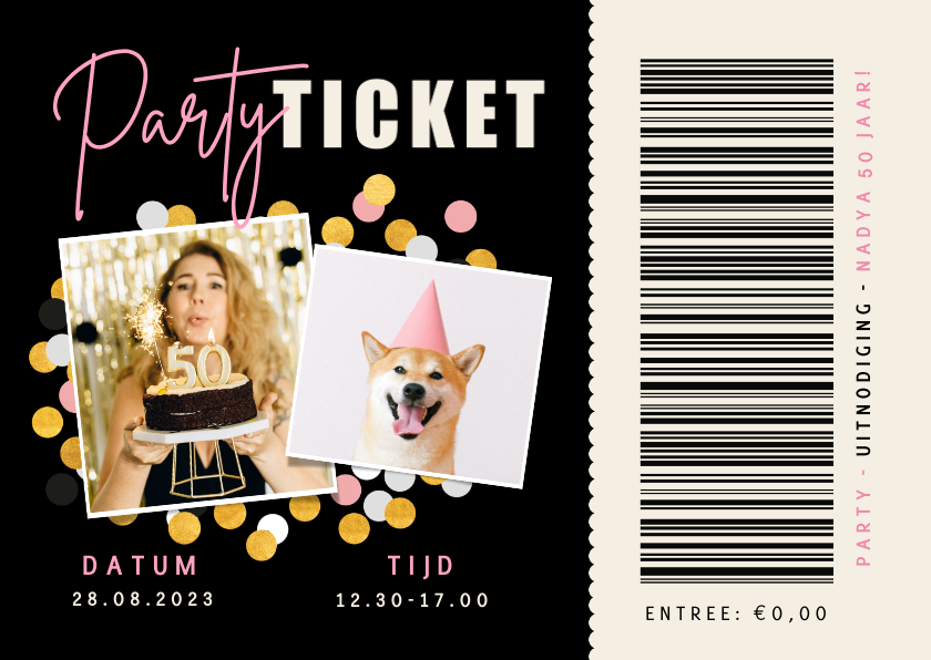 Grappige uitnodiging verjaardag als entree party ticket - Uitnodigingen Uitnodigingen - Grappige uitnodiging verjaardag als entree party ticket