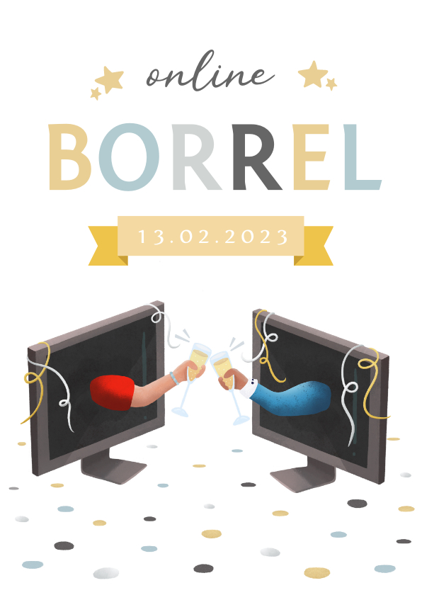 Grappige uitnodiging voor een online borrel ivm Corona - Uitnodigingen Uitnodigingen - Grappige uitnodiging voor een online borrel ivm Corona