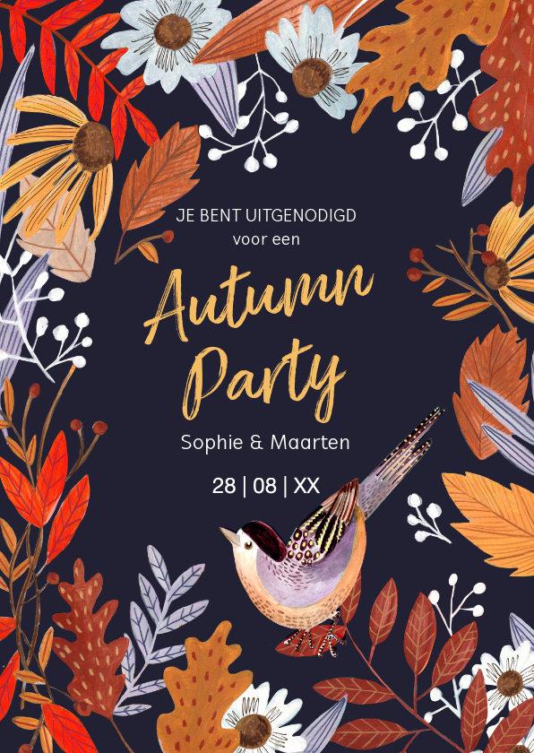 Uitnodigingen - Herfstbladeren feestje Autumn party