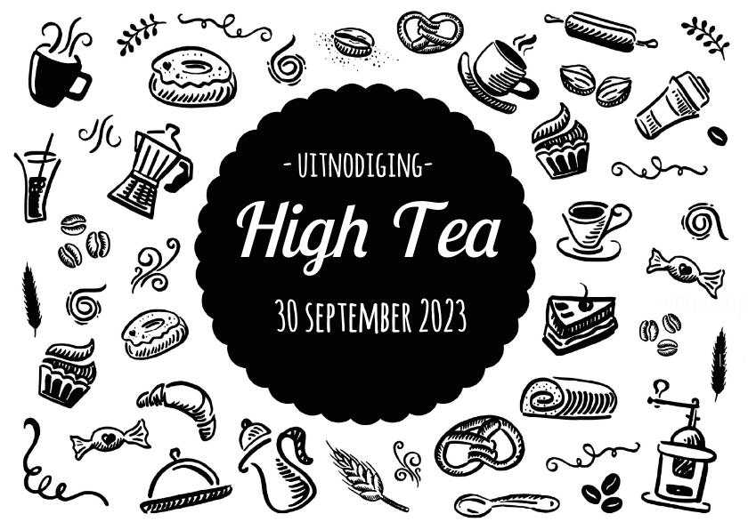 High Tea Uitnodiging Zwart Wit - Uitnodigingen Uitnodigingen - High Tea Uitnodiging Zwart Wit