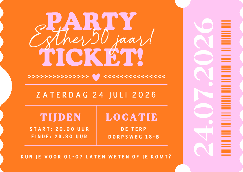 Hippe ticket vorm uitnodiging verjaardag party vrouw - Uitnodigingen Uitnodigingen - Hippe ticket vorm uitnodiging verjaardag party vrouw