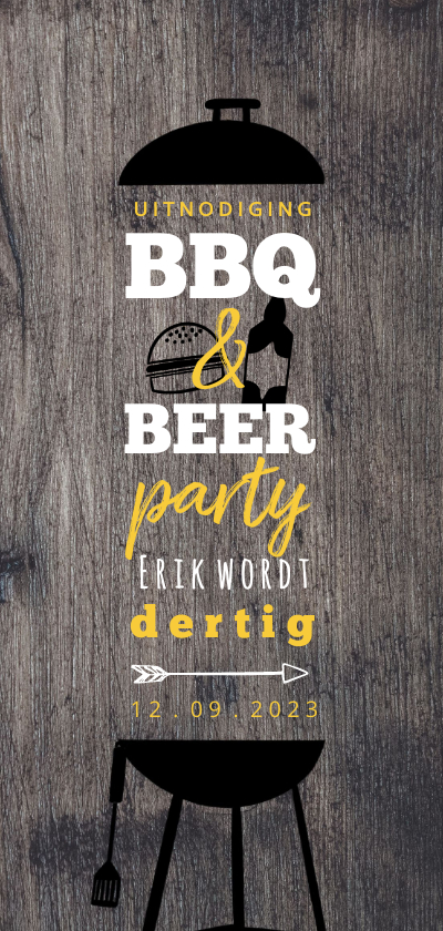 Hippe Uitnodiging Houtlook BBQ & BEER feest - Uitnodigingen Uitnodigingen - Hippe Uitnodiging Houtlook BBQ & BEER feest