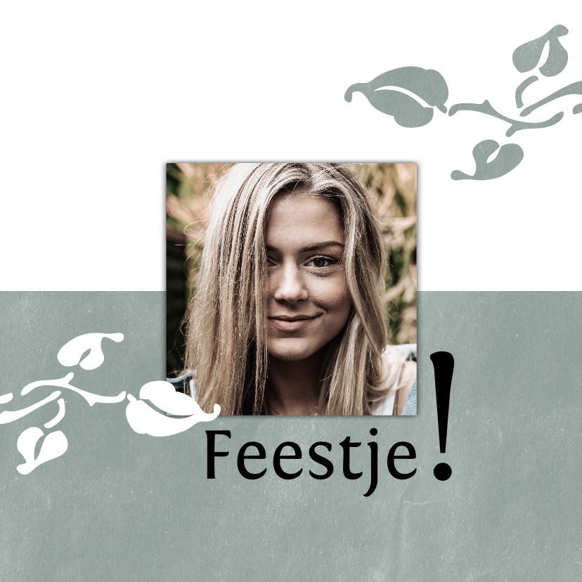 Hippe uitnodiging met foto en botanische elementen - Uitnodigingen Uitnodigingen - Hippe uitnodiging met foto en botanische elementen