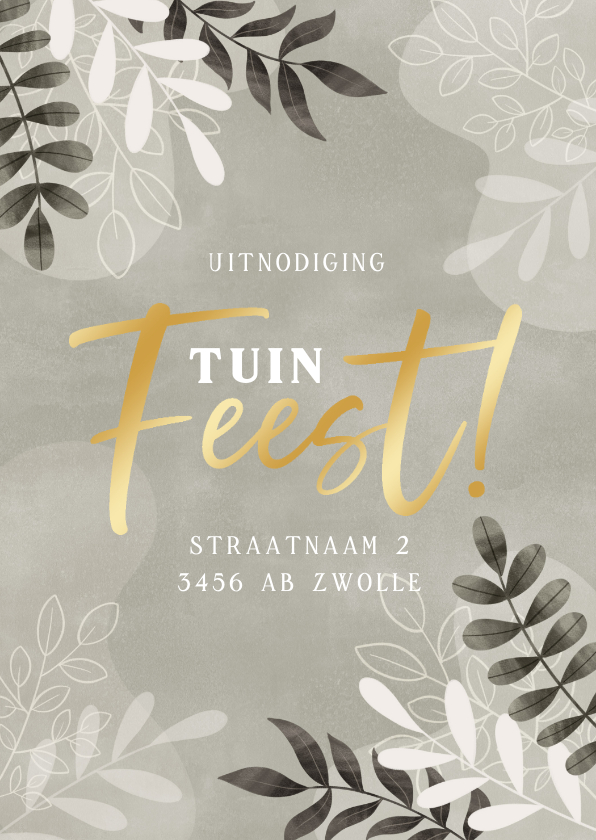 Uitnodigingen - Hippe uitnodiging tuinfeest takjes groene waterverf feest