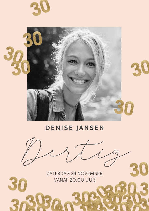 Hippe uitnodiging verjaardag vrouw 30 confetti - Uitnodigingen Uitnodigingen - Hippe uitnodiging verjaardag vrouw 30 confetti