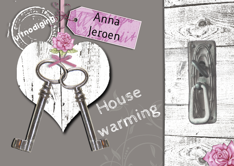 housewarming hart sleutels - Uitnodigingen Uitnodigingen - housewarming hart sleutels