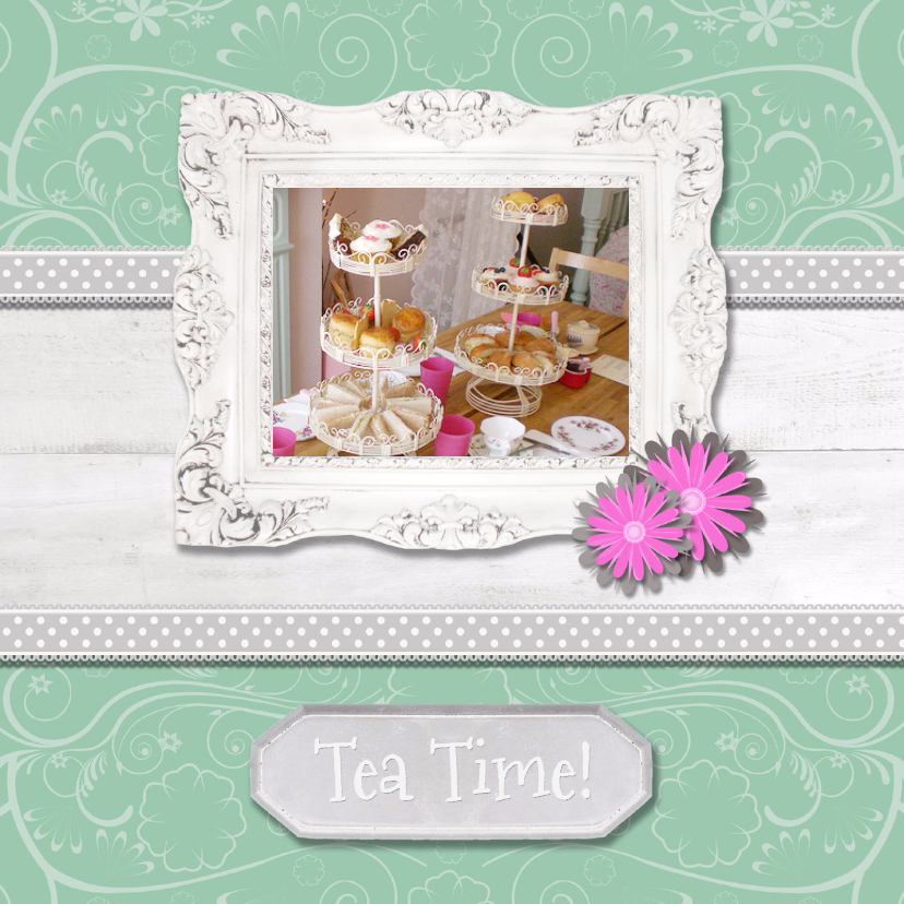 Hout met Label Tea Time - BK - Uitnodigingen Uitnodigingen - Hout met Label Tea Time - BK