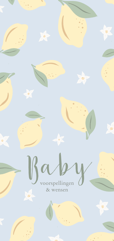 Uitnodigingen - Invulkaartje lichtblauw met citroentjes voor een babyshower