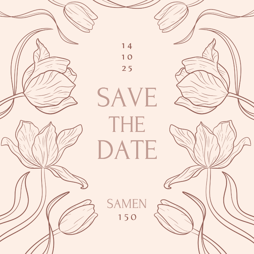 Klassieke save the date uitnodiging samen jarig tulpen - Uitnodigingen Uitnodigingen - Klassieke save the date uitnodiging samen jarig tulpen