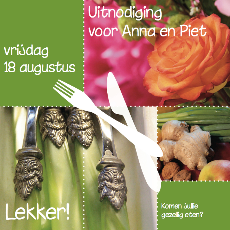 Kleurrijke uitnodiging etentje - Uitnodigingen Uitnodigingen - Kleurrijke uitnodiging etentje