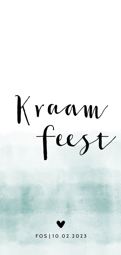 Kraamfeest uitnodiging stoer blauwgroene waterverf - Uitnodigingen Uitnodigingen - Kraamfeest uitnodiging stoer blauwgroene waterverf