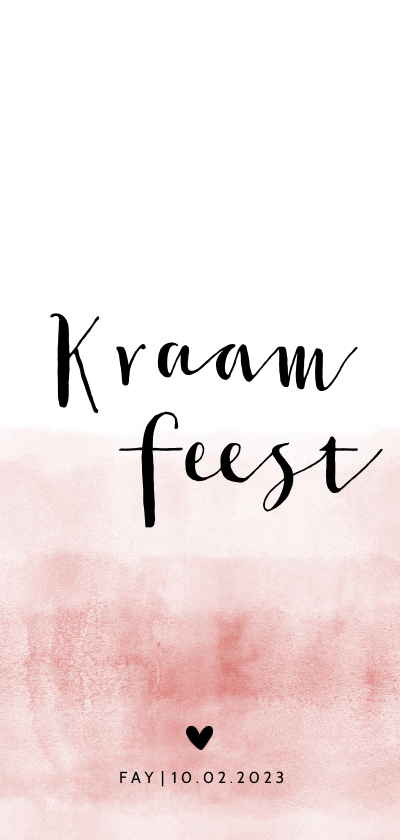 Kraamfeest uitnodiging stoer roze waterverf - Uitnodigingen Uitnodigingen - Kraamfeest uitnodiging stoer roze waterverf