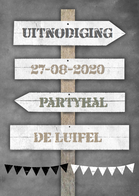 Krijtbord en wegwijzer b - Uitnodigingen Uitnodigingen - Krijtbord en wegwijzer b
