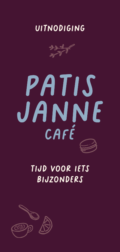 Langwerpige uitnodigingskaart proeverij van Patisjanne - Uitnodigingen Uitnodigingen - Langwerpige uitnodigingskaart proeverij van Patisjanne