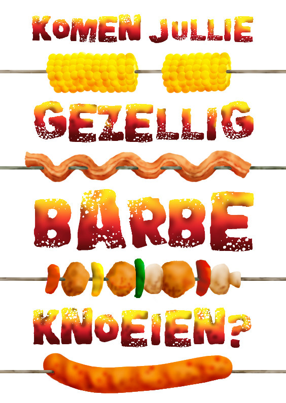Lekkere Barbeknoei Uitnodiging - Uitnodigingen Uitnodigingen - Lekkere Barbeknoei Uitnodiging
