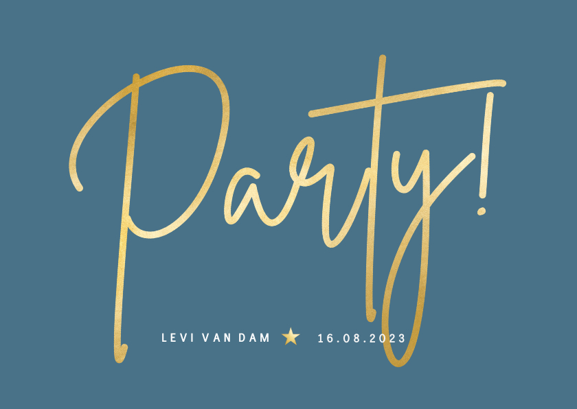 Uitnodigingen - Minimalistische uitnodiging met sierlijke letters party!