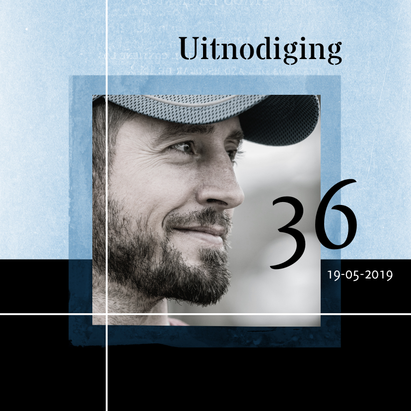 Moderne, stijlvolle uitnodiging voor een man - Uitnodigingen Uitnodigingen - Moderne, stijlvolle uitnodiging voor een man