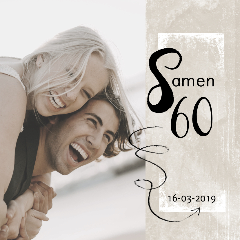 Moderne uitnodiging 'Samen 60!' met foto - Uitnodigingen Uitnodigingen - Moderne uitnodiging 'Samen 60!' met foto