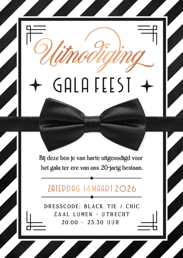 Originele uitnodiging gala feest met vlinderstrikje smoking - Uitnodigingen Uitnodigingen - Originele uitnodiging gala feest met vlinderstrikje smoking