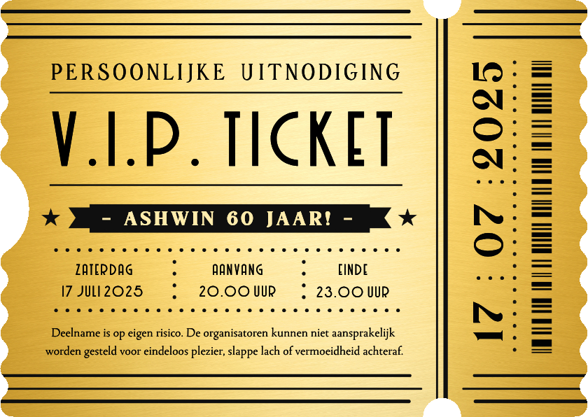 Originele uitnodiging verjaardag in ticket vorm met golfrand - Uitnodigingen Uitnodigingen - Originele uitnodiging verjaardag in ticket vorm met golfrand