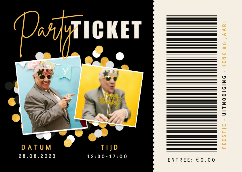 Party ticket uitnodiging verjaardag als een entreebewijs - Uitnodigingen Uitnodigingen - Party ticket uitnodiging verjaardag als een entreebewijs