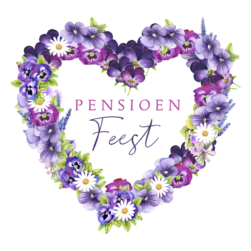 Pensioen feest viooltjes - Uitnodigingen Uitnodigingen - Pensioen feest viooltjes