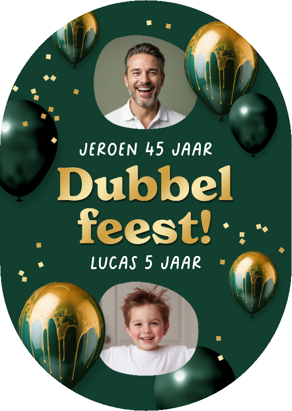 Pilvorm uitnodiging dubbel feest verjaardag ballonnen groen - Uitnodigingen Uitnodigingen - Pilvorm uitnodiging dubbel feest verjaardag ballonnen groen