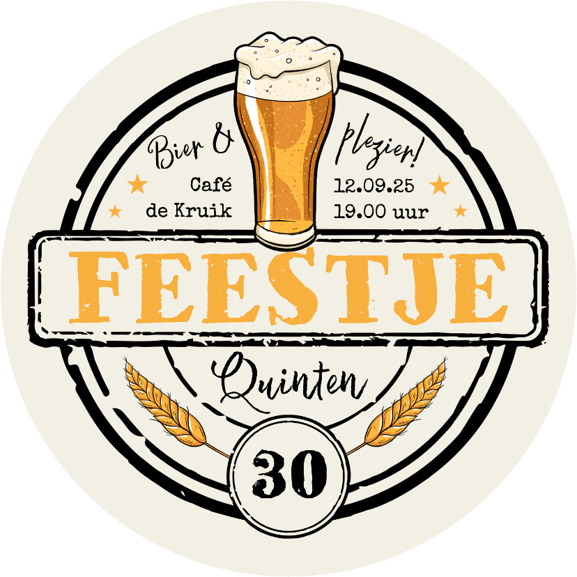 Ronde kaart bierviltje uitnodiging verjaardag bier stoer - Uitnodigingen Uitnodigingen - Ronde kaart bierviltje uitnodiging verjaardag bier stoer