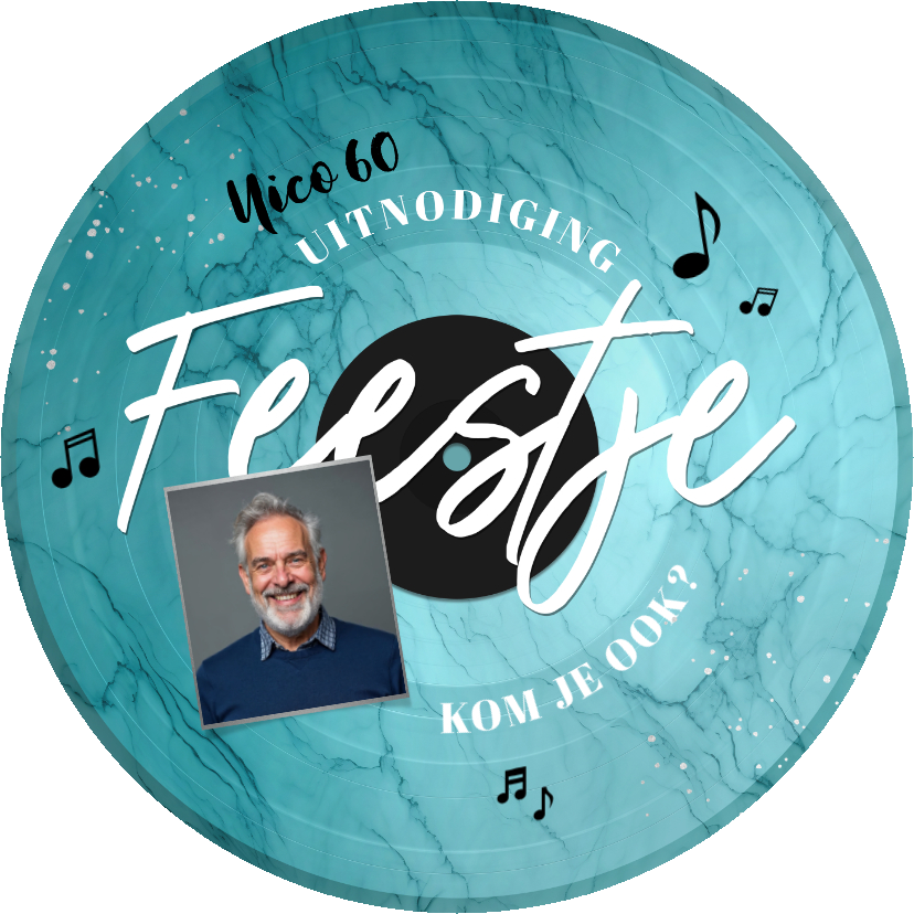 Ronde kaart marble vinyl LP blauw feestje man 60 jaar muziek - Uitnodigingen Uitnodigingen - Ronde kaart marble vinyl LP blauw feestje man 60 jaar muziek