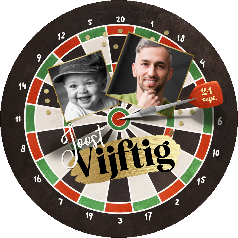 Uitnodigingen - Ronde uitnodiging dart feestje verjaardag kroeg