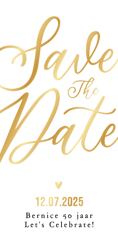 Uitnodigingen - Save the date uitnodiging feestje verjaardag goud stijlvol