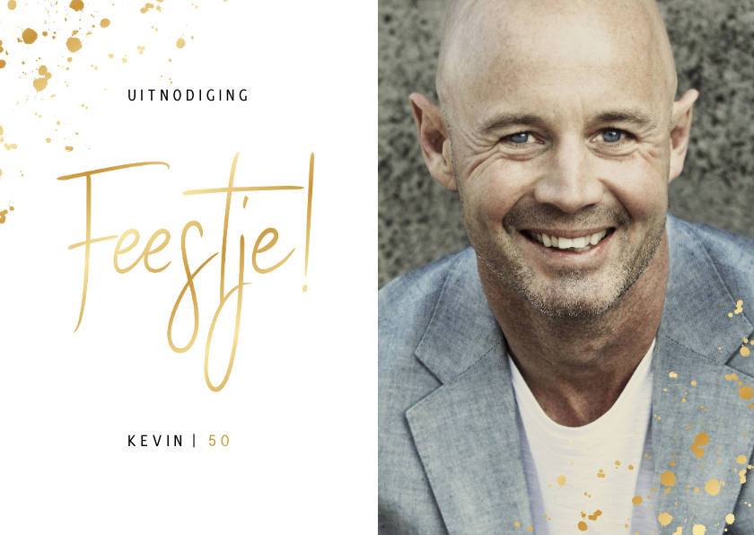 Stijlvol feestje in goudlook eigen foto uitnodiging - Uitnodigingen Uitnodigingen - Stijlvol feestje in goudlook eigen foto uitnodiging