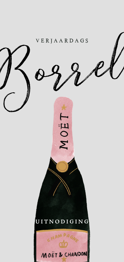 Stijlvolle uitnodiging verjaardagsborrel champagne - Uitnodigingen Uitnodigingen - Stijlvolle uitnodiging verjaardagsborrel champagne