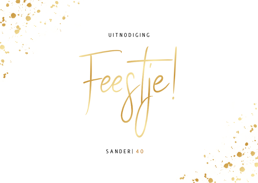 Stijlvolle uitnodiging verjaardagsfeest goudlook - Uitnodigingen Uitnodigingen - Stijlvolle uitnodiging verjaardagsfeest goudlook