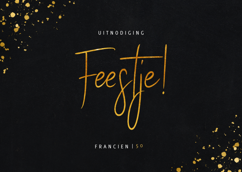 Stijlvolle uitnodiging verjaardagsfeest in goudlook - Uitnodigingen Uitnodigingen - Stijlvolle uitnodiging verjaardagsfeest in goudlook