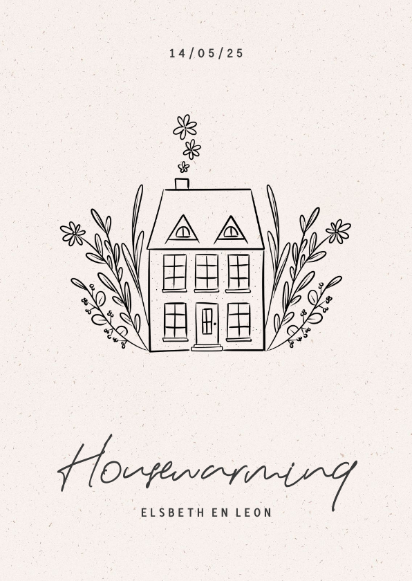 Stijlvolle uitnodiging voor een housewarming met huisje - Uitnodigingen Uitnodigingen - Stijlvolle uitnodiging voor een housewarming met huisje