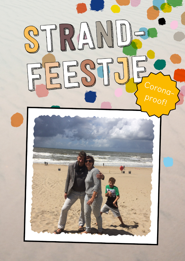 Strandfeestje confetti eigen foto - Uitnodigingen Uitnodigingen - Strandfeestje confetti eigen foto