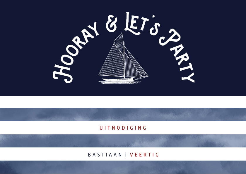 Trendy uitnodiging verjaardag vintage boot en marinelook - Uitnodigingen Uitnodigingen - Trendy uitnodiging verjaardag vintage boot en marinelook