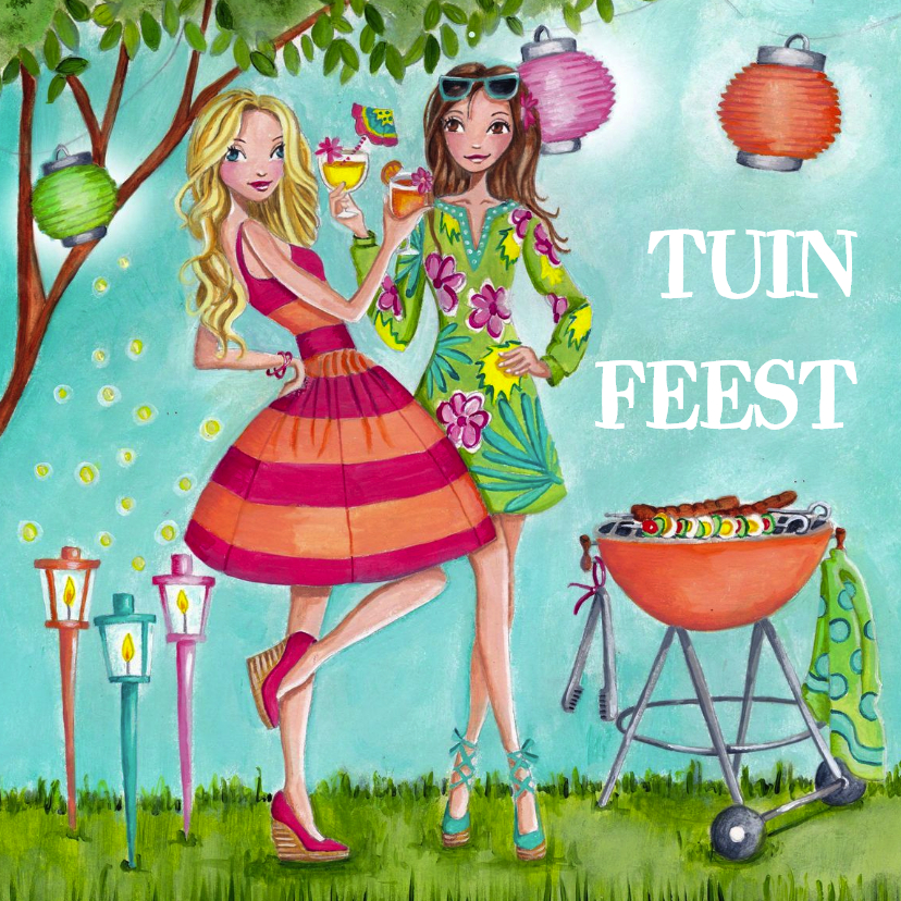 Tuinfeest BBQ Party Tuin Illustratie - Uitnodigingen Uitnodigingen - Tuinfeest BBQ Party Tuin Illustratie