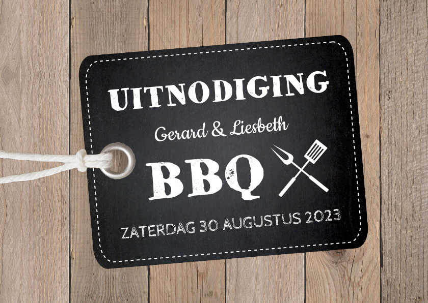 Tuinfeest uitnodiging hout label - Uitnodigingen Uitnodigingen - Tuinfeest uitnodiging hout label